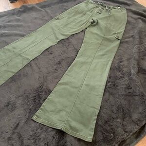 Vintage Olive Green Flared Women's Jeans